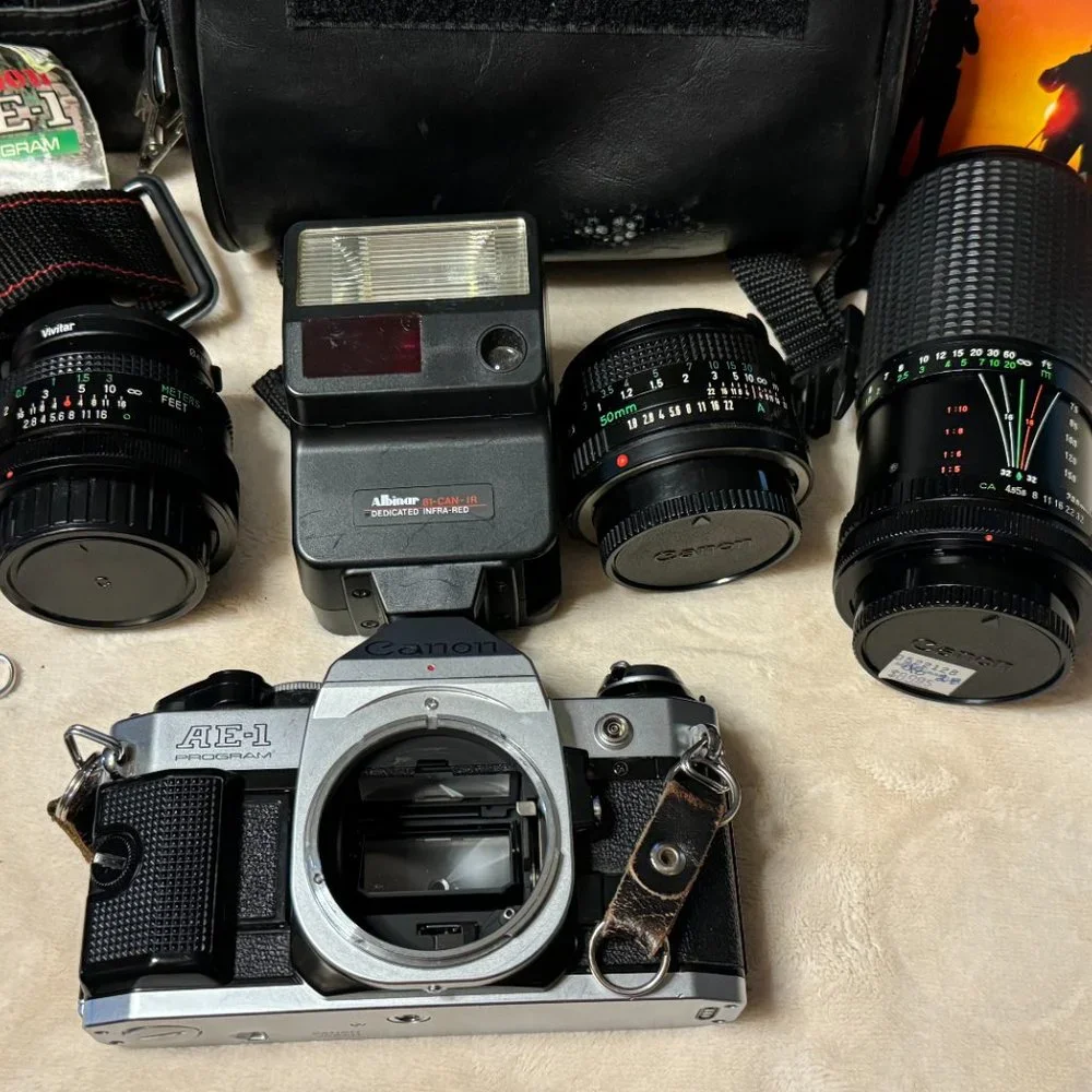 Canon AE -1 Program 35 mm film camera original manuals 1 owner